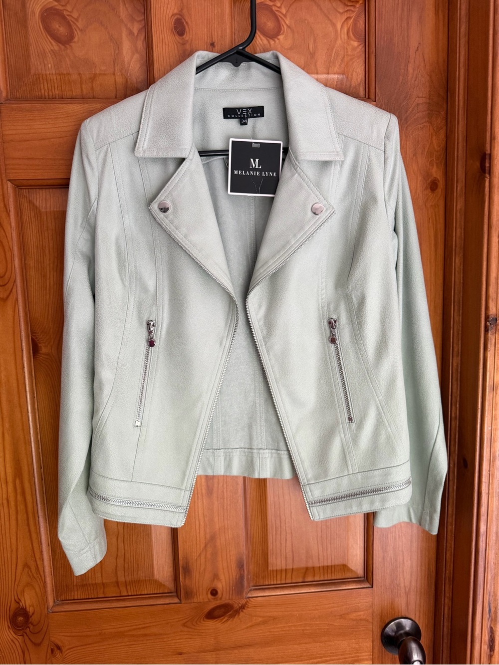 Light Mint Faux-Leather Moto Jacket